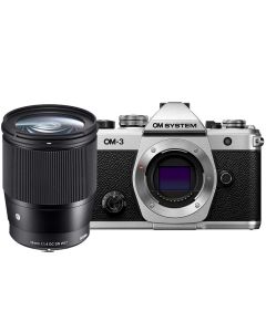 OM SYSTEM OM-3 + Sigma 16mm f/1.4 C DC DN -järjestelmäkamera