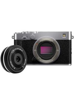 Fujifilm X-E5 + Viltrox AF 28mm f/4.5 -järjestelmäkamera, hopea