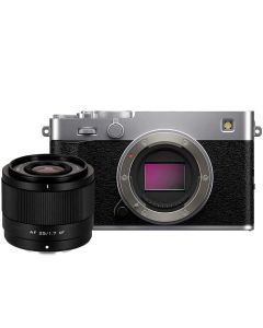 Fujifilm X-E5 + Viltrox AF 25mm f/1.7 -järjestelmäkamera, hopea