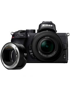 Nikon Z 50 + Z DX 16-50mm f/3.5-6.3 VR -järjestelmäkamera + FTZ II Adapteri
