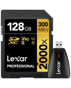 Lexar Pro 2000X SDXC 128GB UHS-II U3 (V90) R300/W260 + Card Reader