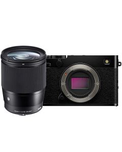 Fujifilm X-E5 + Sigma 16mm f/1.4 C DC DN -järjestelmäkamera, musta