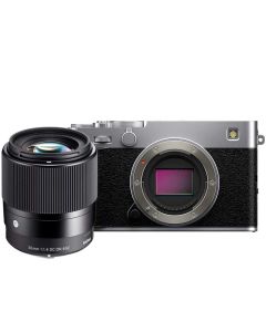 Fujifilm X-E5 + Sigma 30mm f/1.4 C DC DN -järjestelmäkamera, hopea