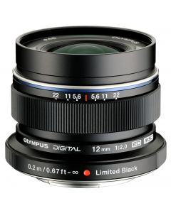 Olympus M.Zuiko 12mm f/2 ED -objektiivi, musta