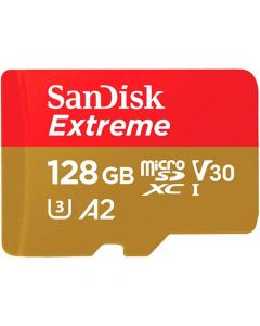 SanDisk Extreme microSDXC V30 A2 128GB 170MB/s -muistikortti + SD-adapteri