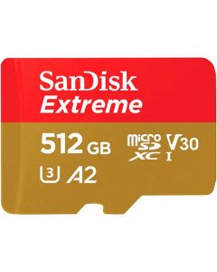 SanDisk Extreme microSDXC V30 A2 512GB 160MB/s -muistikortti + SD-adapteri