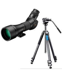 Nikon Monarch 82ED-A + 20-60W -kaukoputki + Leofoto LV-323C+BV-10 -jalusta kit