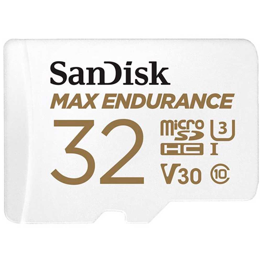 SANDISK MAX ENDURANCE 32GB MicroSDHC UHS-I U3 V30 card with SD adapter, White
