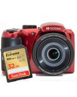 Kodak Pixpro AZ255, punainen + SanDisk Extreme SDHC V30 32GB 100MB/s
