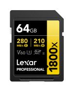 Lexar SDXC Pro 1800x U3 V60 UHS-II 64GB 280MB/s -muistikortti