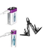 Ansmann Multitool + AA Rechargeable, 4-Pack + 9V Rechargeable USB-C Battery Kit