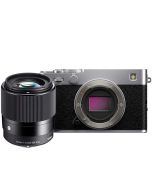 Fujifilm X-E5 + Sigma 30mm f/1.4 C DC DN -järjestelmäkamera, hopea