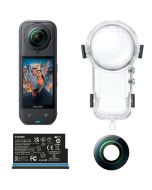 Insta360 X5 -actionkamera + sukelluskotelo + lisäakku + vaihtolinssisarja