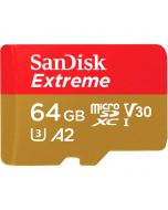 SanDisk Extreme microSDXC V30 A2 64GB 160MB/s -muistikortti + SD-adapteri