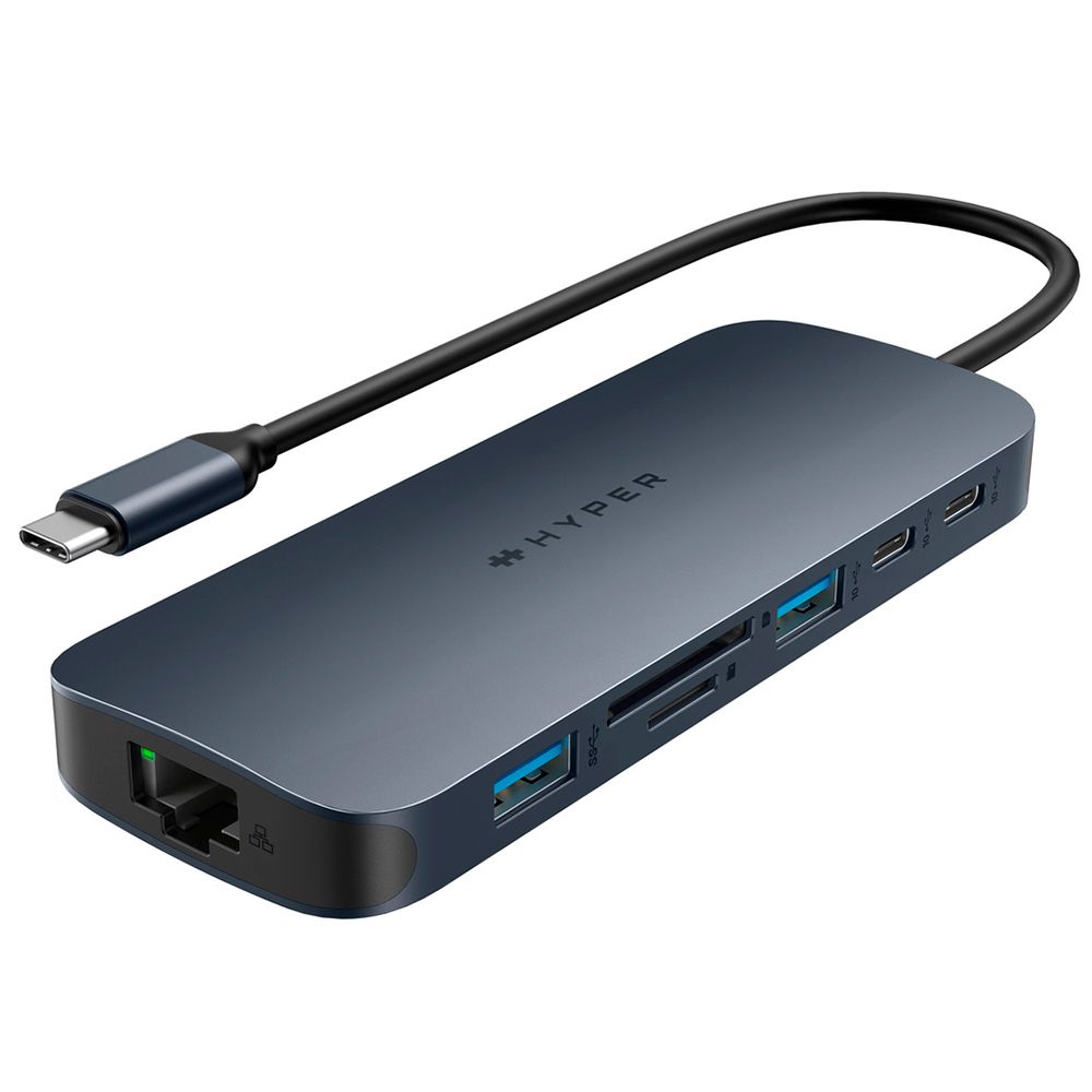 HyperDrive Next USB-C-Hubi, 11 porttia, muistikortinlukijat, keskiyön sininen