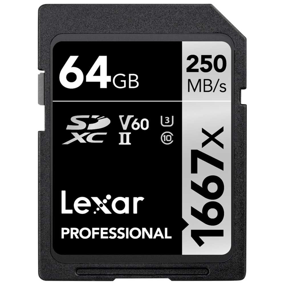 Lexar SDXC Pro 1667x U3 V60 UHS-II 64GB 250MB/s -muistikortti