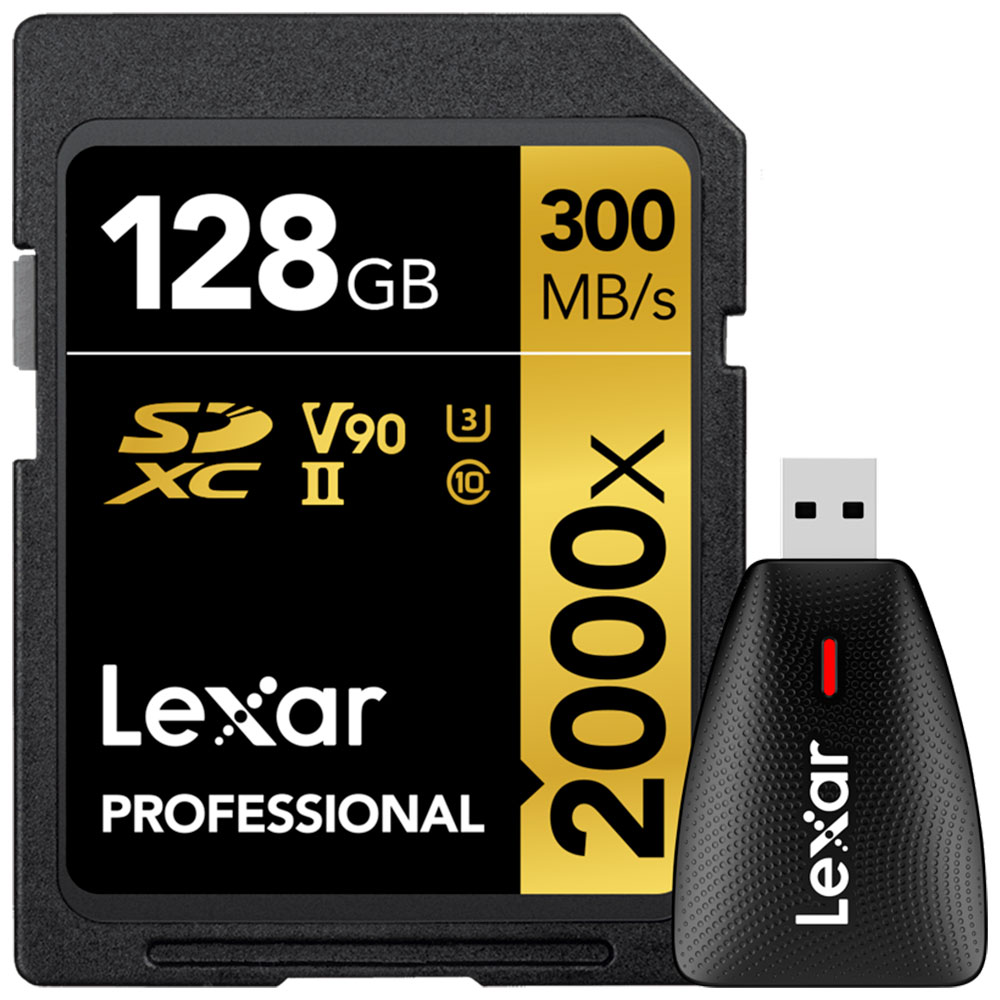 Lexar Pro 2000x Sdxc 128gb Uhs-ii U3 (v90) R300/w260 + Card Reader